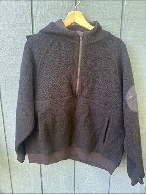 Outdoor Voices Black Sherpa Half-Zip Hoodie
